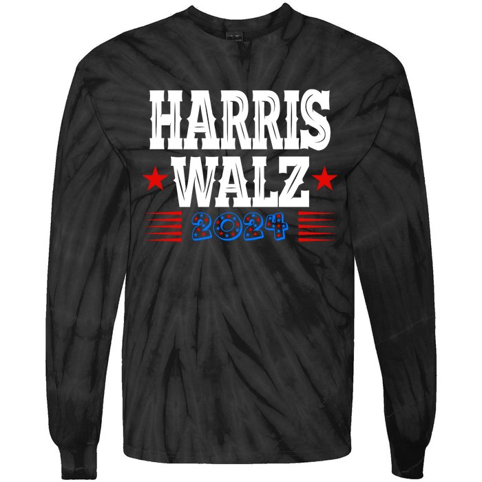 Harris Walz 2024  Kamala Harris Tim Walz President  Democratic Electio Tie-Dye Long Sleeve Shirt