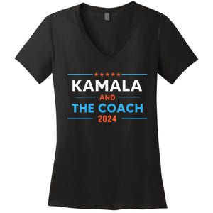 Harris Walz 2024 Comma La And The Coach Women's V-Neck T-Shirt