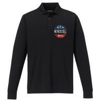 Harris Waltz 2024 Election Kamala Harris Tim Waltz 2024 Performance Long Sleeve Polo