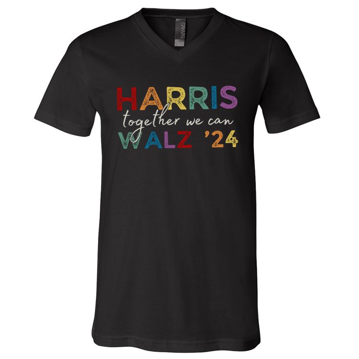 Harris Walz 24 Together We Can V-Neck T-Shirt