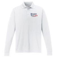 Harris Walz 2024 Kamala Harris Tim Walz President Performance Long Sleeve Polo