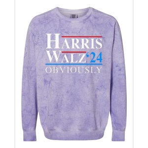 Harris Walz 2024 Obviously Kamala Harris Tim Waltz Colorblast Crewneck Sweatshirt