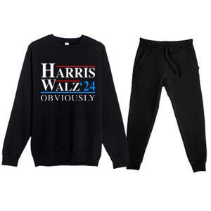 Harris Walz 2024 Obviously Kamala Harris Tim Waltz Premium Crewneck Sweatsuit Set