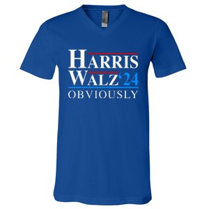 Harris Walz 2024 Obviously Kamala Harris Tim Waltz V-Neck T-Shirt