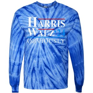 Harris Walz 2024 Obviously Kamala Harris Tim Waltz Tie-Dye Long Sleeve Shirt