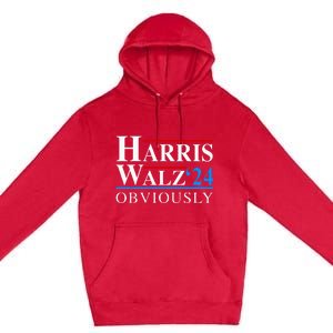 Harris Walz 2024 Obviously Kamala Harris Tim Waltz Premium Pullover Hoodie