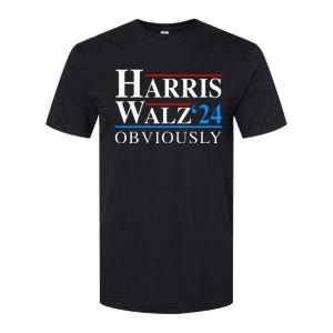 Harris Walz 2024 Obviously Kamala Harris Tim Waltz Softstyle CVC T-Shirt