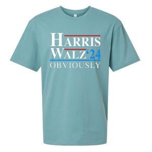 Harris Walz 2024 Obviously Kamala Harris Tim Waltz Sueded Cloud Jersey T-Shirt