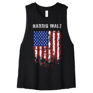 Harris Walz 2024 Kamala Harris 2024 Tim Walz 2024 Usa Flag Women's Racerback Cropped Tank