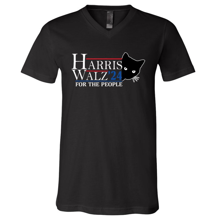 Harris Waltz 2024 For The People Cat Lady Kamala Harris 2024 V-Neck T-Shirt