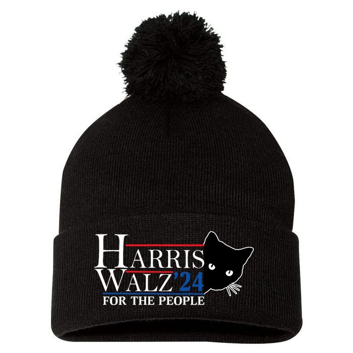 Harris Waltz 2024 For The People Cat Lady Kamala Harris 2024 Pom Pom 12in Knit Beanie