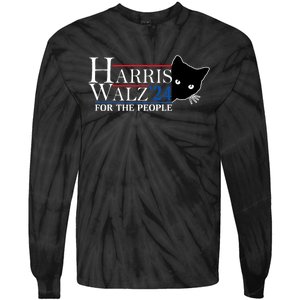 Harris Waltz 2024 For The People Cat Lady Kamala Harris 2024 Tie-Dye Long Sleeve Shirt