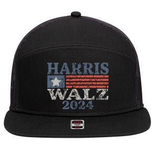 Harris Waltz 2024 Election Kamala Harris Tim Waltz 2024 7 Panel Mesh Trucker Snapback Hat