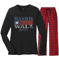 Harris Waltz 2024 Election Kamala Harris Tim Waltz 2024 Women's Long Sleeve Flannel Pajama Set 