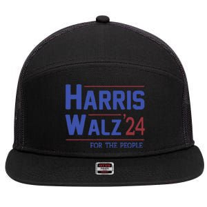 Harris Walz 2024 President American Flag Kamala Harris Waltz 7 Panel Mesh Trucker Snapback Hat