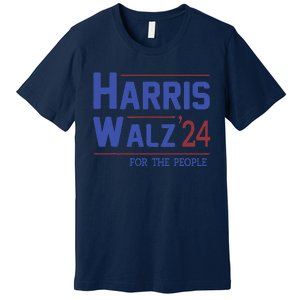 Harris Walz 2024 President American Flag Kamala Harris Waltz Premium T-Shirt