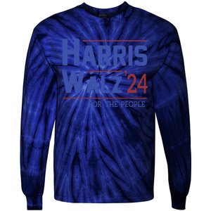 Harris Walz 2024 President American Flag Kamala Harris Waltz Tie-Dye Long Sleeve Shirt