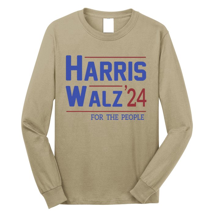 Harris Walz 2024 President American Flag Kamala Harris Waltz Long Sleeve Shirt