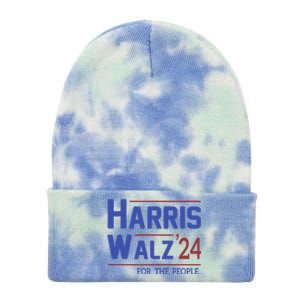 Harris Walz 2024 President American Flag Kamala Harris Waltz Tie Dye 12in Knit Beanie