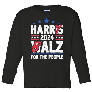 Harris Walz 24 Harry Balz 2024 Meme Democratics Vote Toddler Long Sleeve Shirt