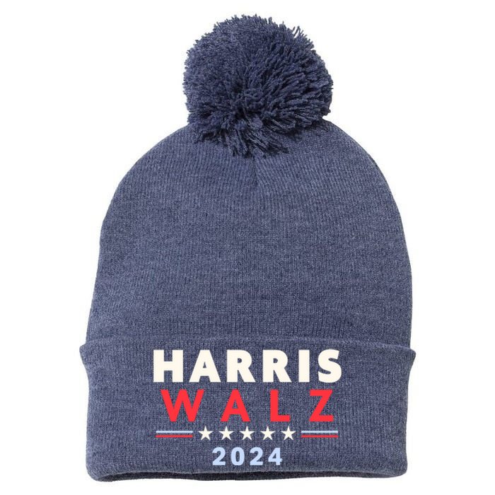 Harris Walz 2024 Election Pom Pom 12in Knit Beanie