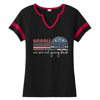 Harris Waltz 2024 Were Not Going Back Retro Ladies Halftime Notch Neck Tee