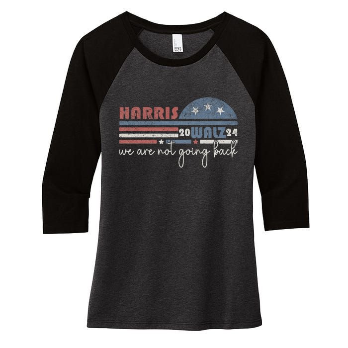 Harris Waltz 2024 Were Not Going Back Retro Women's Tri-Blend 3/4-Sleeve Raglan Shirt