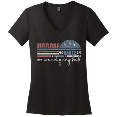 Harris Waltz 2024 Were Not Going Back Retro Women's V-Neck T-Shirt