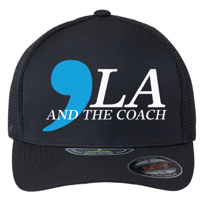 Harris Walz 2024 Comma La And The Coach Flexfit Unipanel Trucker Cap