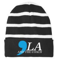 Harris Walz 2024 Comma La And The Coach Striped Beanie with Solid Band