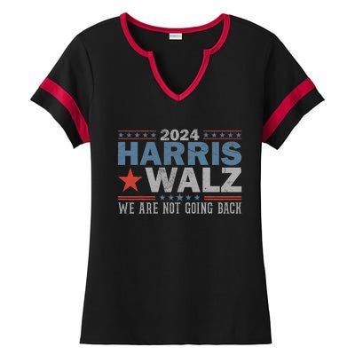 Harris Waltz 2024 WeRe Not Going Back Walz Kamala Harris Ladies Halftime Notch Neck Tee