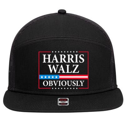 Harris Waltz 2024 Obviously Kamala Harris Tim Walz 2024 7 Panel Mesh Trucker Snapback Hat