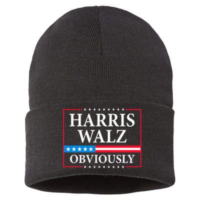 Harris Waltz 2024 Obviously Kamala Harris Tim Walz 2024 Sustainable Knit Beanie