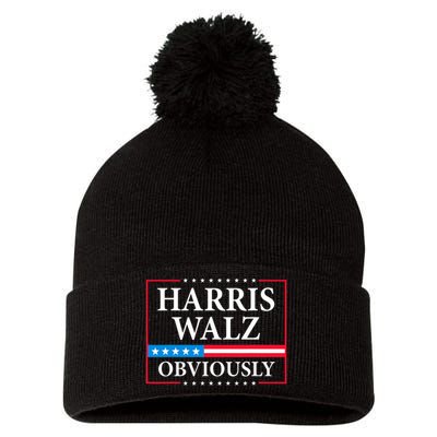 Harris Waltz 2024 Obviously Kamala Harris Tim Walz 2024 Pom Pom 12in Knit Beanie