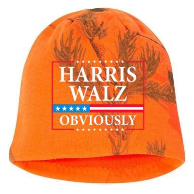 Harris Waltz 2024 Obviously Kamala Harris Tim Walz 2024 Kati - Camo Knit Beanie