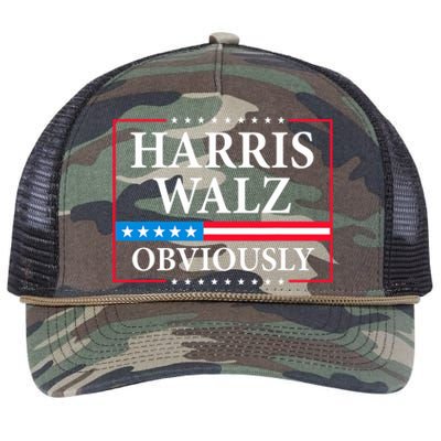 Harris Waltz 2024 Obviously Kamala Harris Tim Walz 2024 Retro Rope Trucker Hat Cap