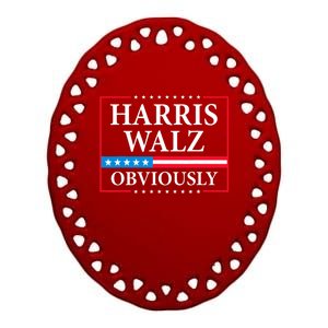 Harris Waltz 2024 Obviously Kamala Harris Tim Walz 2024 Ceramic Oval Ornament