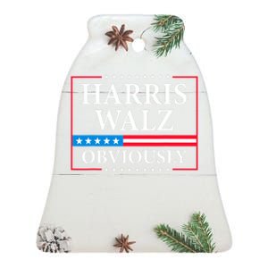 Harris Waltz 2024 Obviously Kamala Harris Tim Walz 2024 Ceramic Bell Ornament