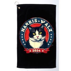 Harris Walz 2024 Funny Cat Election Kamala Harris Tim Waltz Platinum Collection Golf Towel