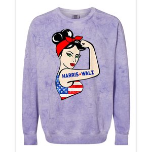 Harris Waltz 2024 Female Strong Usa Election Colorblast Crewneck Sweatshirt