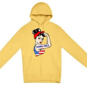 Harris Waltz 2024 Female Strong Usa Election Premium Pullover Hoodie