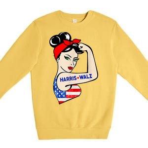 Harris Waltz 2024 Female Strong Usa Election Premium Crewneck Sweatshirt