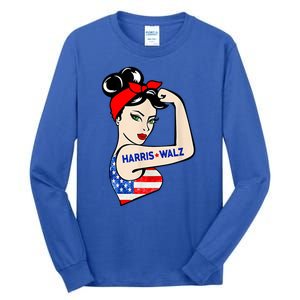 Harris Waltz 2024 Female Strong Usa Election Tall Long Sleeve T-Shirt