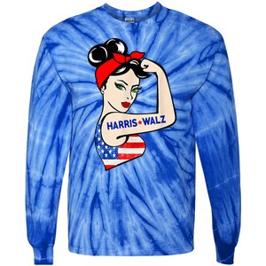 Harris Waltz 2024 Female Strong Usa Election Tie-Dye Long Sleeve Shirt