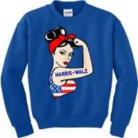 Harris Waltz 2024 Female Strong Usa Election Kids Sweatshirt