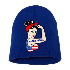 Harris Waltz 2024 Female Strong Usa Election Short Acrylic Beanie