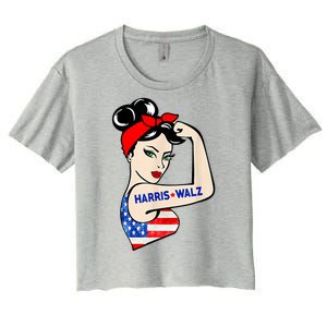 Harris Waltz 2024 Female Strong Usa Election Women's Crop Top Tee