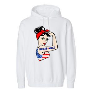 Harris Waltz 2024 Female Strong Usa Election Garment-Dyed Fleece Hoodie