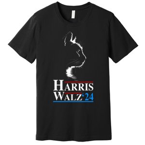 Harris Waltz 2024 Election Funny Cat Kamala Harris Tim Walz Premium T-Shirt