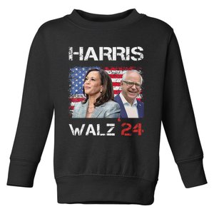 Harris Walz 2024 President Election Kamala Harris Tim Waltz Toddler Sweatshirt